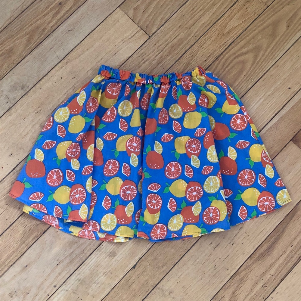 🍊🍋 Vintage Citrus Print Circle Skirt